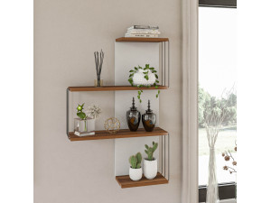 Estantería de pared de madera "Cambel" - 64 x 19 x 96 cm - Marrón 2
