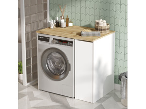Armario de madera para lavadora "SA1" - 93 x 60 x 88 cm - Blanco 2