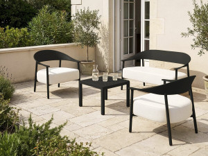 Sofá de jardín "Céora" de plástico y metal - 2 plazas - Negro 2