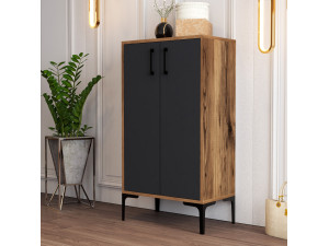 Mueble zapatero de madera "Prag" - 60 x 35 x 111 cm - Gris antracita 2