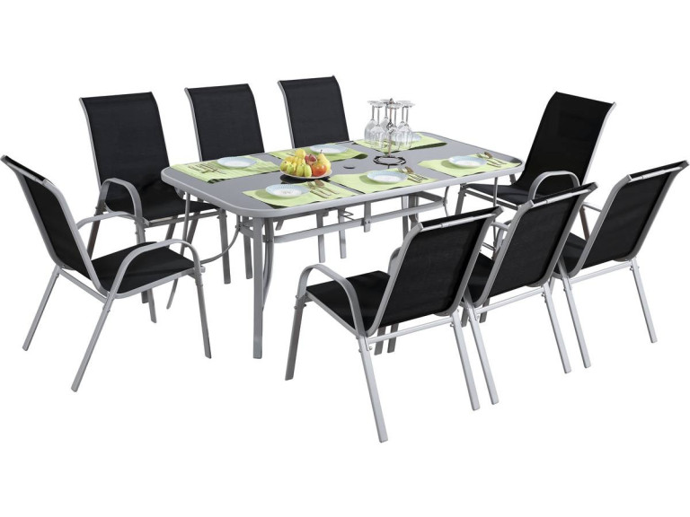 Comedor de jardín Cordoba XL 180 - "Phoenix" - Negro