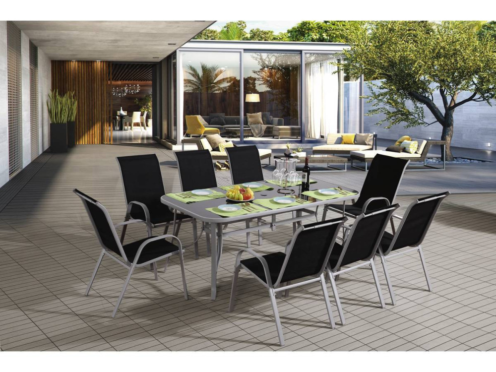 Comedor de jardín Cordoba XL 180 - "Phoenix" - Negro