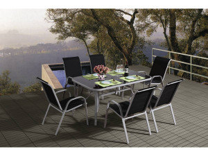 Conjunto De Jardín Mesa + 6 sillas de Textileno "Córdoba"  - Negro 2