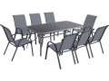 Conjunto De Jardín Mesa + 8 sillas de Textileno "Córdoba"  - Gris obscuro - Beige