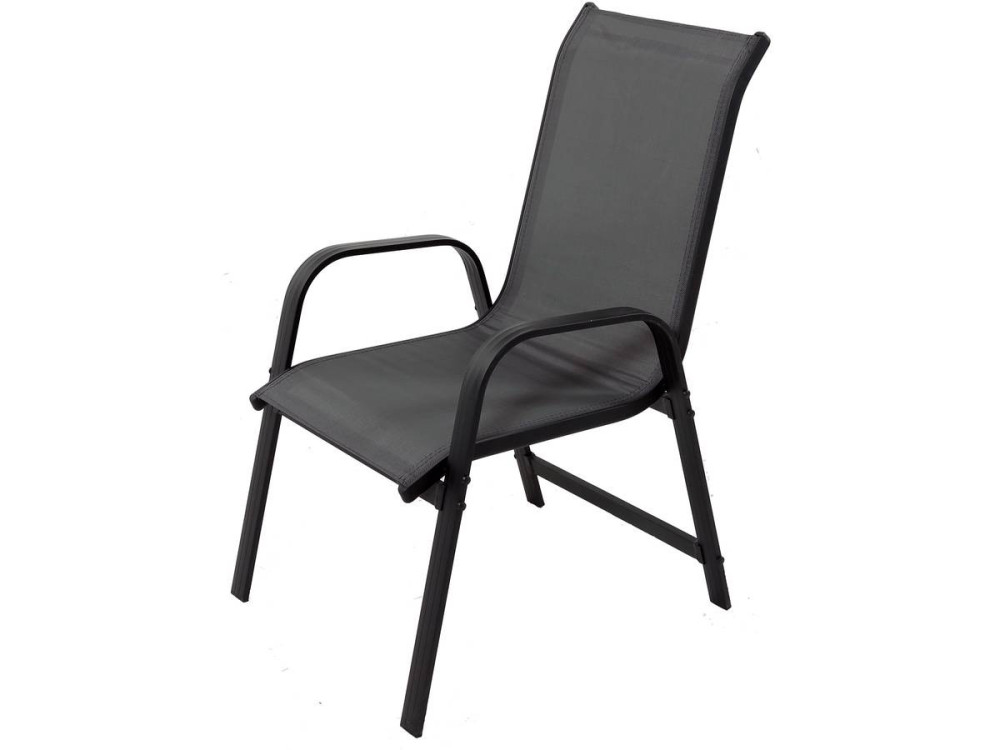 Conjunto De Jardín Mesa + 6 sillas de Textileno "Córdoba + Porto" - Gris Oscuro