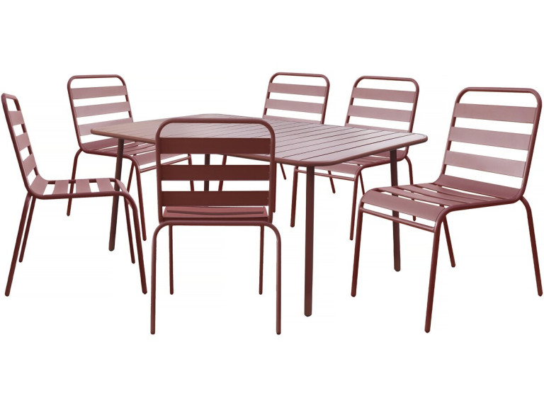Conjunto de muebles de jardín metálicos "Bilbao" - 6 plazas - Terracota