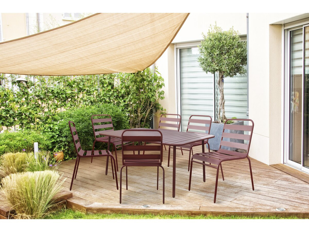 Conjunto de muebles de jardín metálicos "Bilbao" - 6 plazas - Terracota