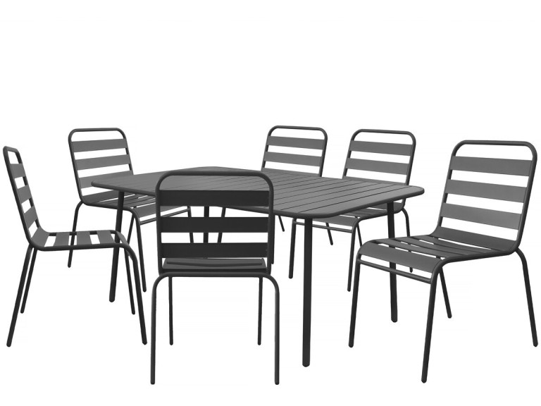 Conjunto de muebles de jardín metálicos "Bilbao" - 6 plazas - Gris