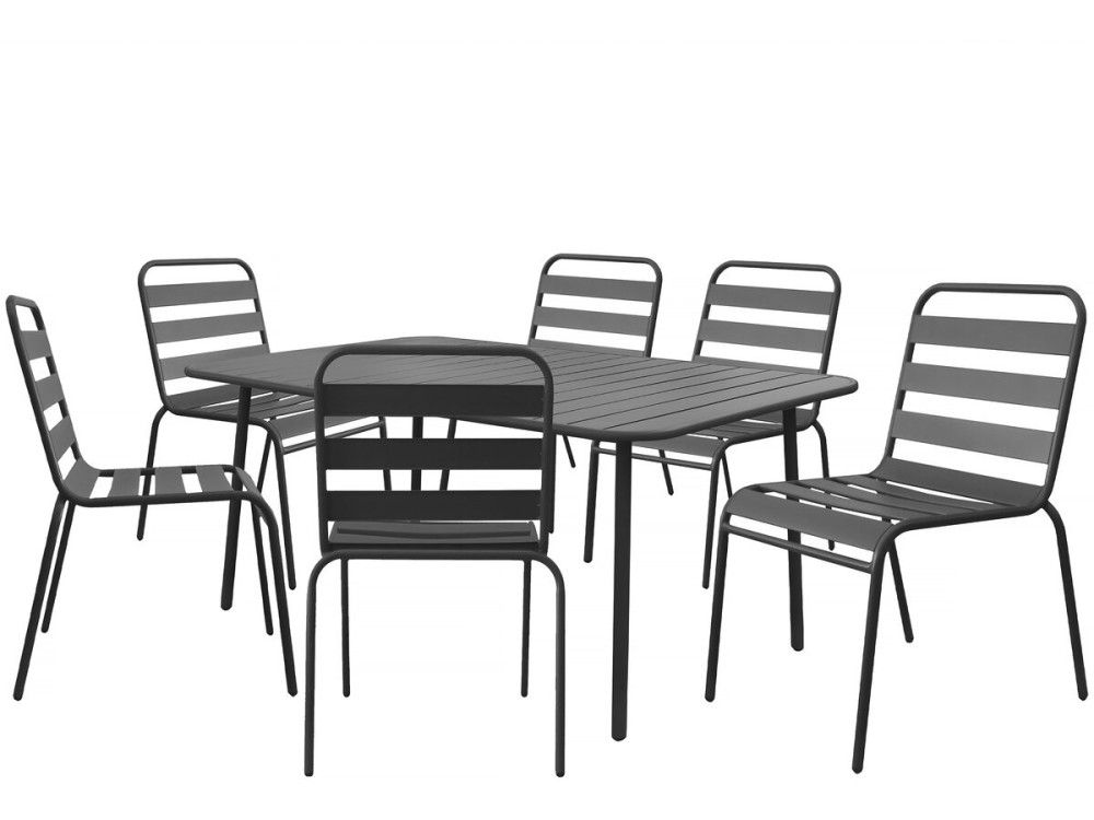 Conjunto de muebles de jardín metálicos "Bilbao" - 6 plazas - Gris