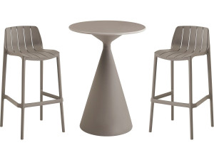 Mesa bistro apilable "Vaena" y sillas altas - 2 plazas - Topo