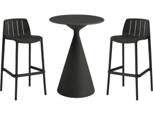 Mesa y sillas apilables "Vaena" - 2 plazas - Negro