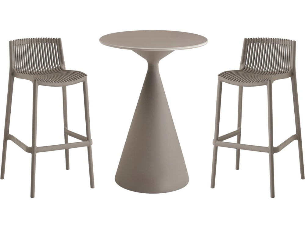 Mesa bistro apilable "Néora" y tronas - 2 plazas - Topo