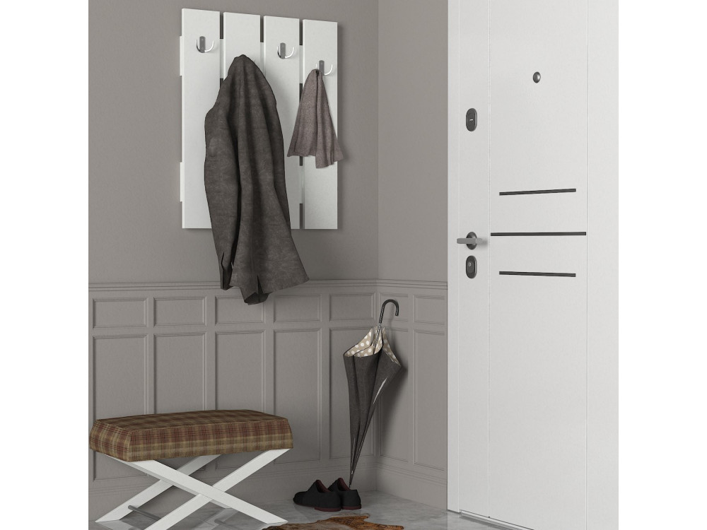 Perchero de pared de madera "Anita" - 64 x 3 x 80 cm - Blanco