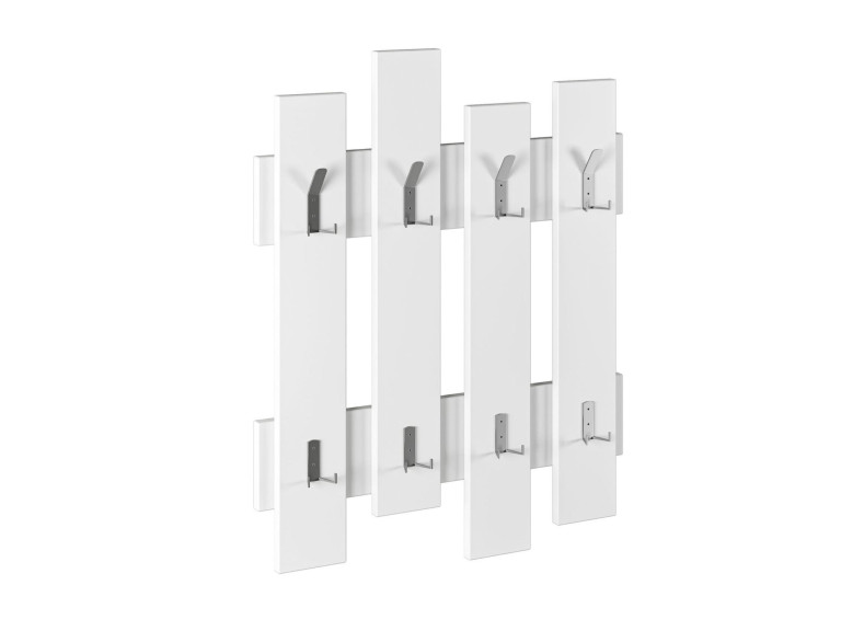 Perchero de pared de madera "Wave" - 64 x 4 x 79 cm - Blanco