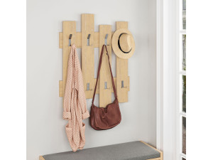 Perchero de pared de madera "Wave" - 64 x 4 x 79 cm - Beige 2