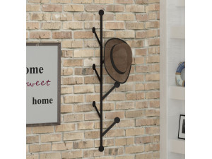 Perchero de pared metálico "Ponpon" - 22 x 5 x 94 cm - Negro 2