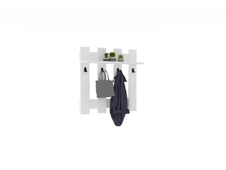 Perchero de pared de madera "Carina" - 70 x 14 x 70 cm - Blanco