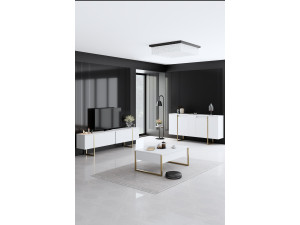Conjunto de muebles de salón de madera "Luxe" - 160 x 35 x 80 cm - Blanco 2