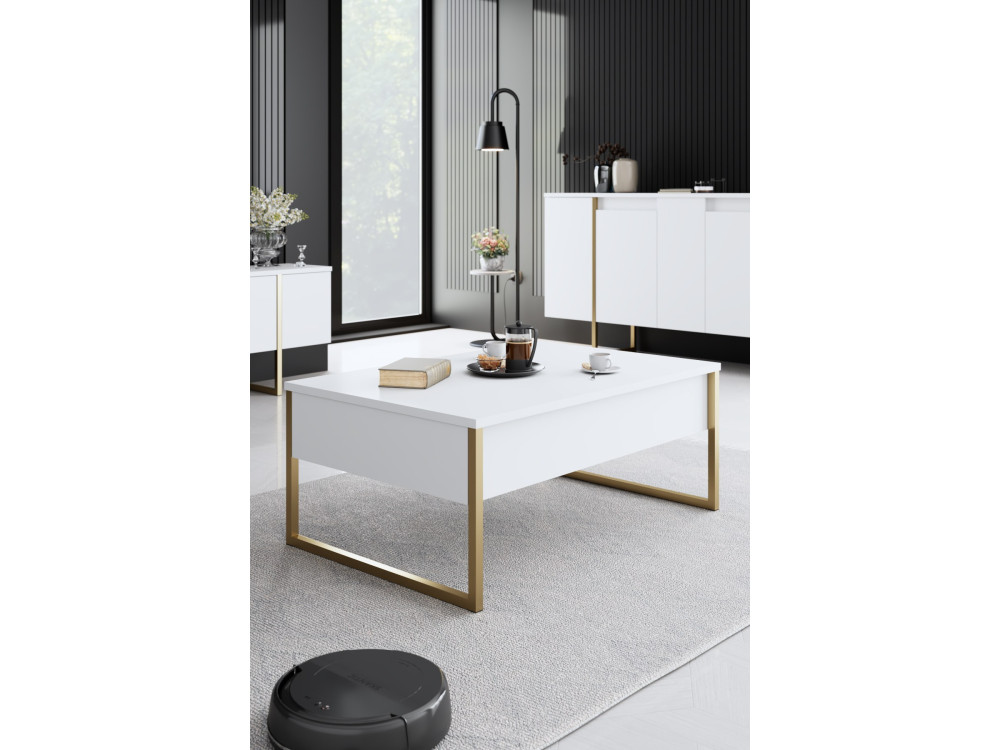 Conjunto de muebles de salón de madera "Luxe" - 160 x 35 x 80 cm - Blanco