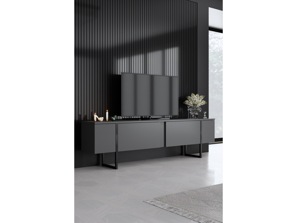 Conjunto de muebles de salón de madera "Luxe" - 160 x 35 x 80 cm - Negro