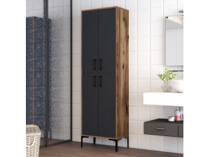 Mueble multiusos de madera "Berlin A" - 60 x 35 x 200 cm - Nogal-Antracita 2