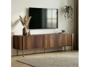 Soporte de TV de madera "Nexus" - 180 x 30 x 45 cm - Nogal Barroco Dorado 2