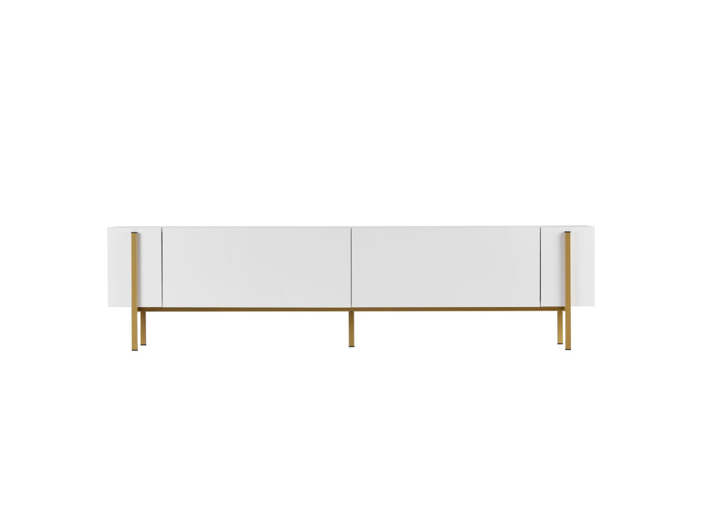 Soporte de TV de madera "Nexus" - 180 x 30 x 45 cm - Blanco / Dorado