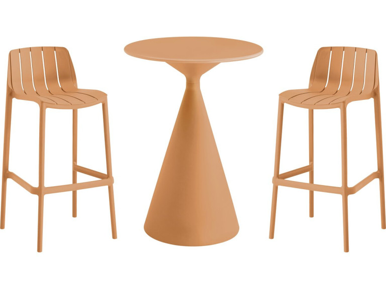 Mesa bistro apilable "Vaena" y sillas altas - 2 plazas - Naranja