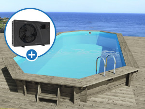 Piscina de madera " Sevilla " - 8,57 x 4,57 x 1,45 m + Bomba de calor - Potencia 6,1 kW