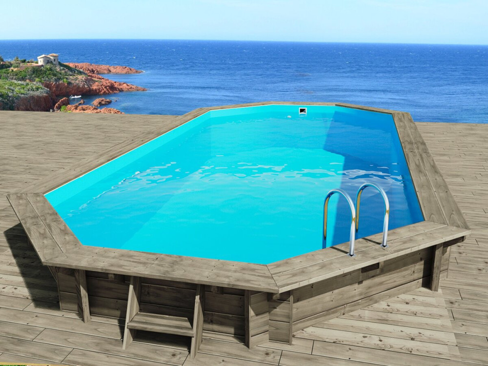 Piscina de madera " Sevilla " - 8,57 x 4,57 x 1,45 m + Bomba de calor - Potencia 6,1 kW