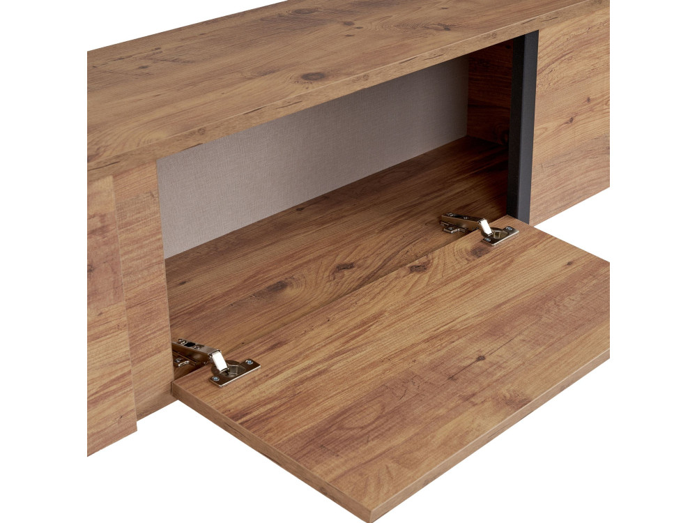 Soporte de TV de madera "Onera" - 180 x 30 x 50 cm - Pino Atlántico / Negro