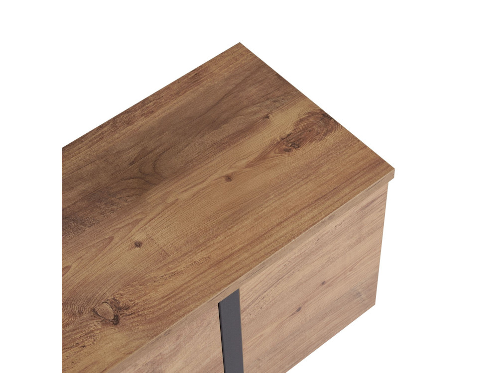 Soporte de TV de madera "Onera" - 180 x 30 x 50 cm - Pino Atlántico / Negro