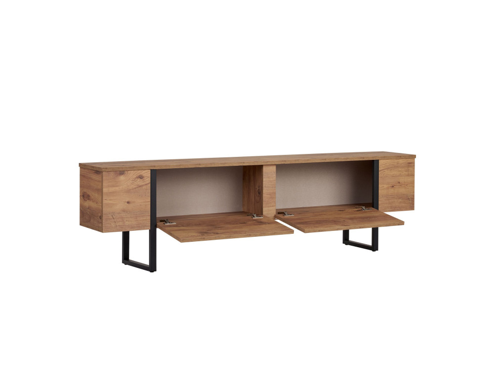 Soporte de TV de madera "Onera" - 180 x 30 x 50 cm - Pino Atlántico / Negro