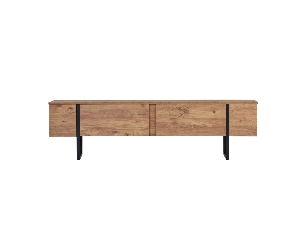 Soporte de TV de madera "Onera" - 180 x 30 x 50 cm - Pino Atlántico / Negro