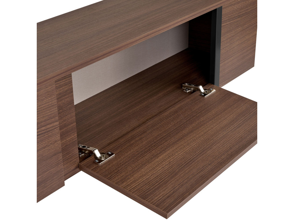 Soporte de TV de madera "Onera" - 180 x 30 x 50 cm - Nogal / Negro