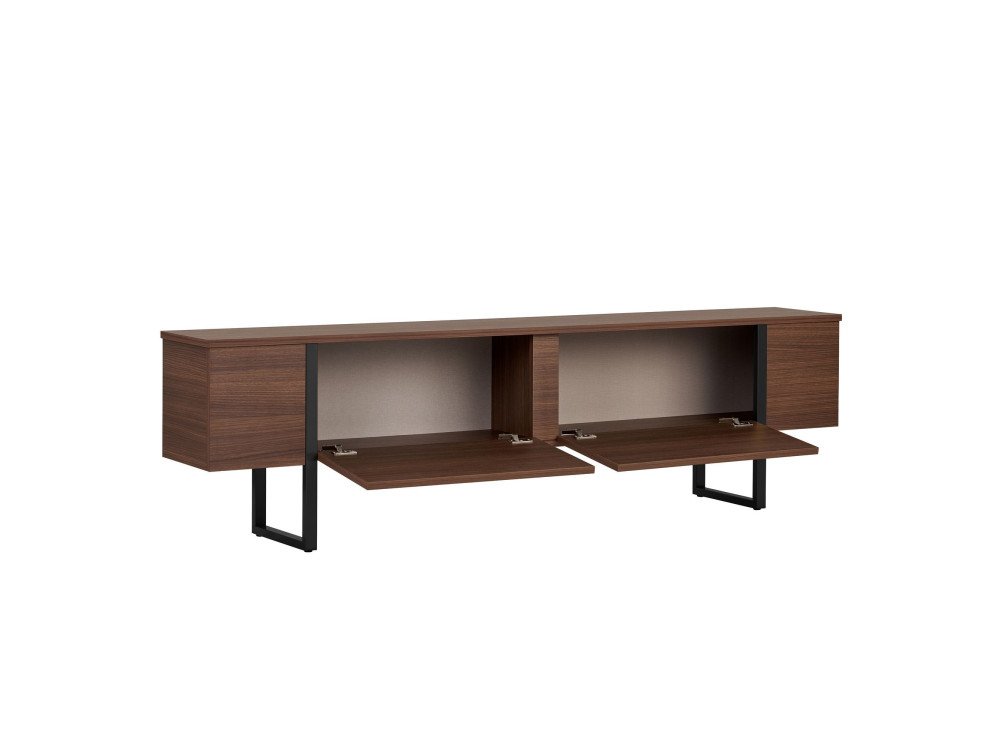 Soporte de TV de madera "Onera" - 180 x 30 x 50 cm - Nogal / Negro
