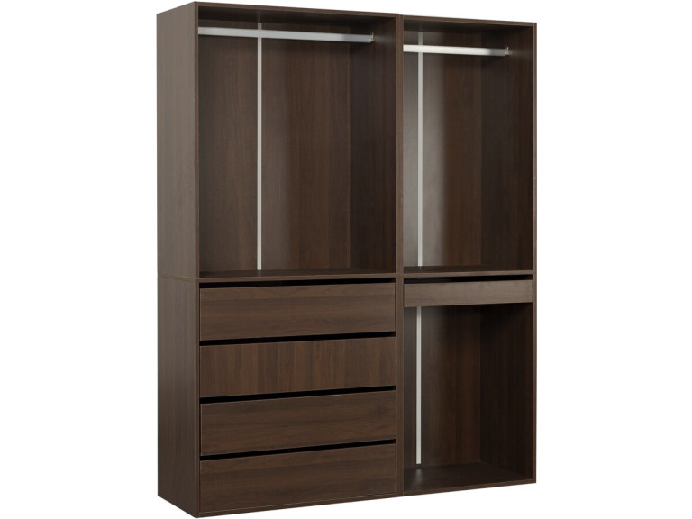 Kit dressing modulable avec penderie, tiroirs et rangements "Opéra" - 2 éléments - Marron