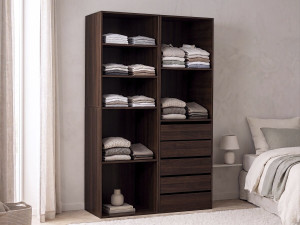 Kit dressing modulable avec 5 tiroirs et 7 étagères "Opéra" - 2 éléments - Marron 2
