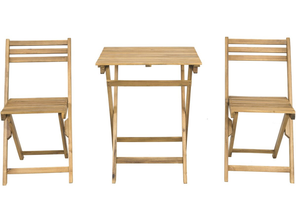 Ensemble table et chaises de jardin "Aldo" en bois - 2 places - Marron