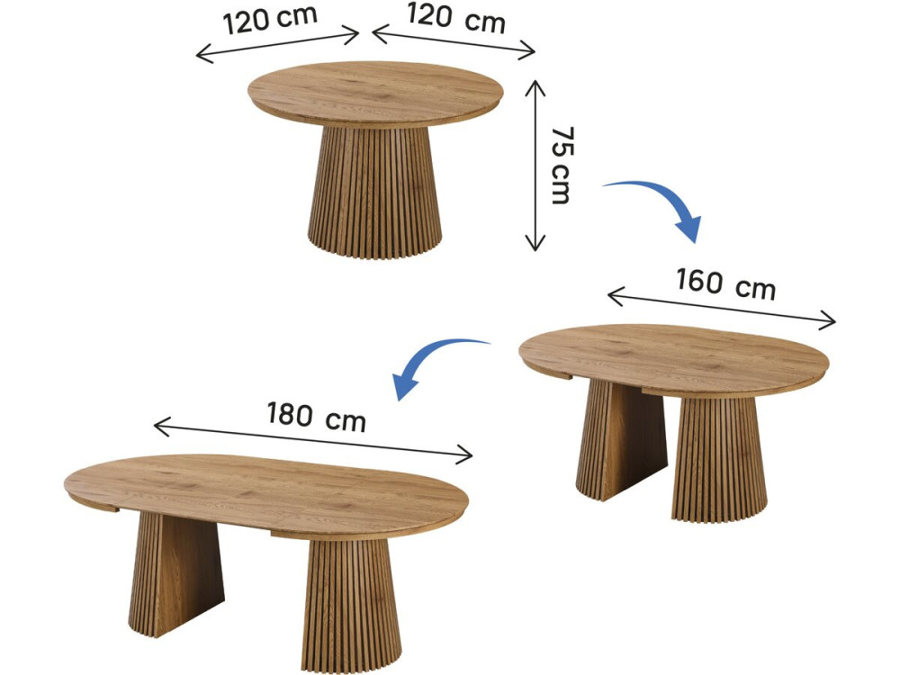 Mesa de comedor de madera extensible "Sylva" - 120/200 cm - 4 a 8 plazas - Marrón