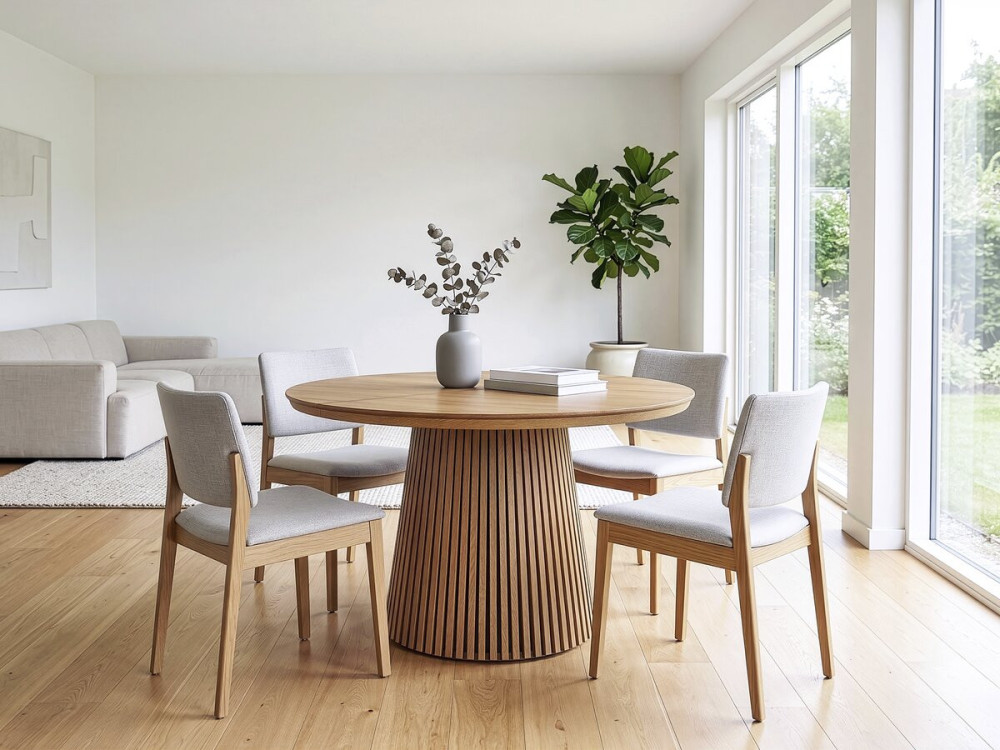 Mesa de comedor de madera extensible "Sylva" - 120/200 cm - 4 a 8 plazas - Marrón