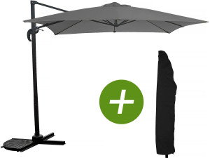 Sombrilla de jardin "Soleil" - Cuadrada - 2.5 x 2.5 m - Gris + Funda protectora