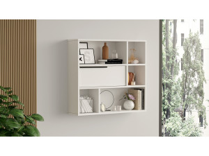 Estante de pared de madera "Calvin" - 90 x 22 x 81 cm - Blanco 2