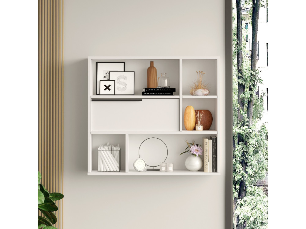 Estante de pared de madera "Calvin" - 90 x 22 x 81 cm - Blanco