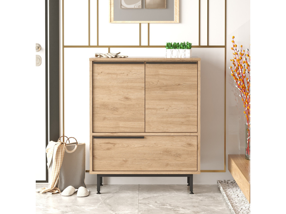 Zapatero de madera "Calvin" - 74 x 35 x 90 cm - Marrón