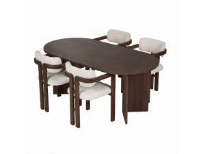 Juego de Mesa y Silla de Madera Meridia 4" (5 Piezas) - 180 x 90 x 75 cm - Blanco