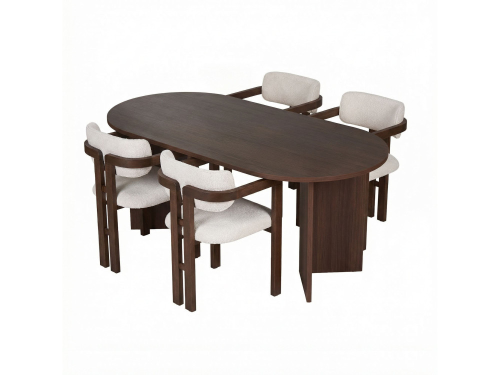 Juego de Mesa y Silla de Madera Meridia 4" (5 Piezas) - 180 x 90 x 75 cm - Blanco