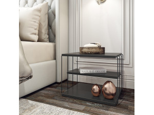 Mesa auxiliar de madera "Lifon" 50 x 40 x 33 cm - Antracita 2