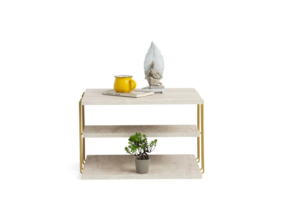 Mesa auxiliar de madera "Lifon" 50 x 40 x 33 cm - Travertino