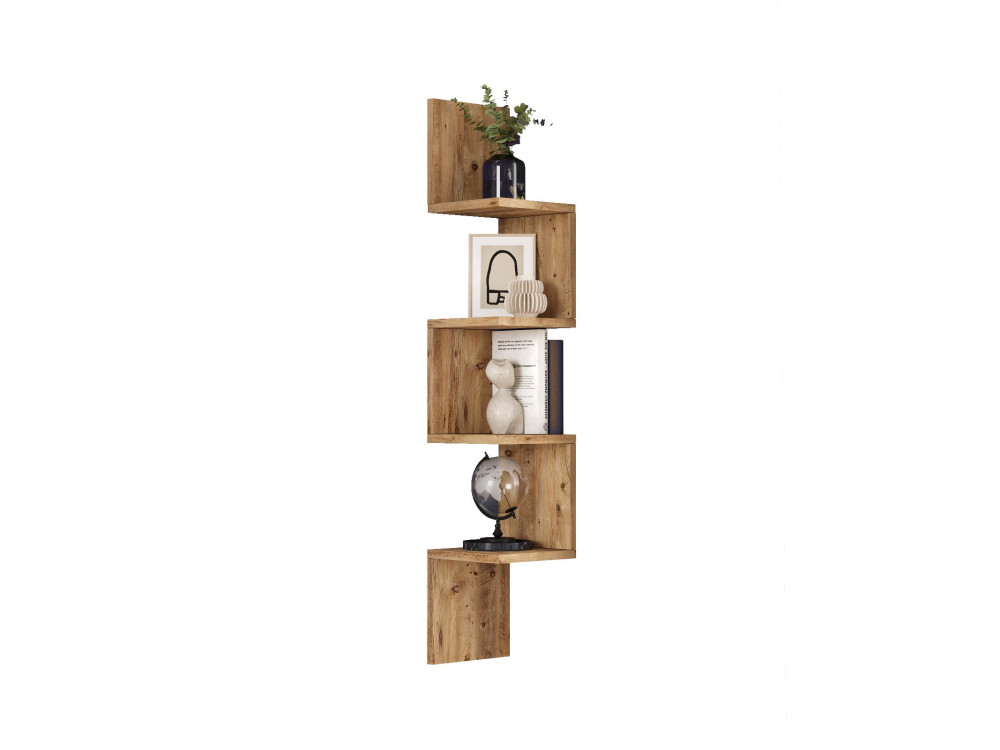 Estantería de pared de madera "Lula" - 22 x 22 x 117 cm - Marrón